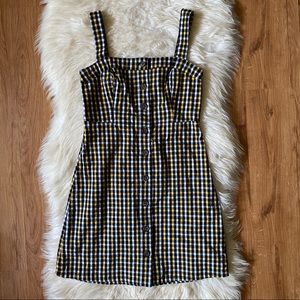 HOLLISTER YELLOW PLAID BUTTON DOWN MINI DRESS GRUNGE DARK ACADEMIA WHIMSIGOTH